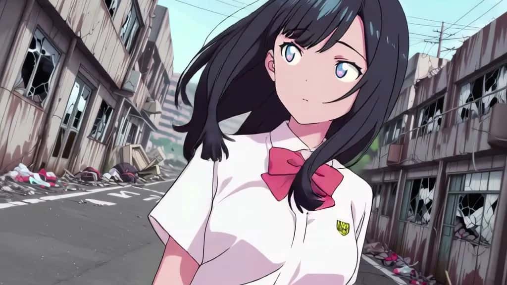 [chui] [N.025_アニメ] Alone with Her in a Ruined World [with Sound] | anime | 03:21